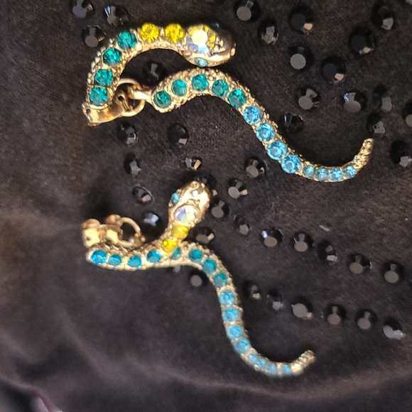 Punk Antique Crystals Snake Earings - Picture 8 of 9